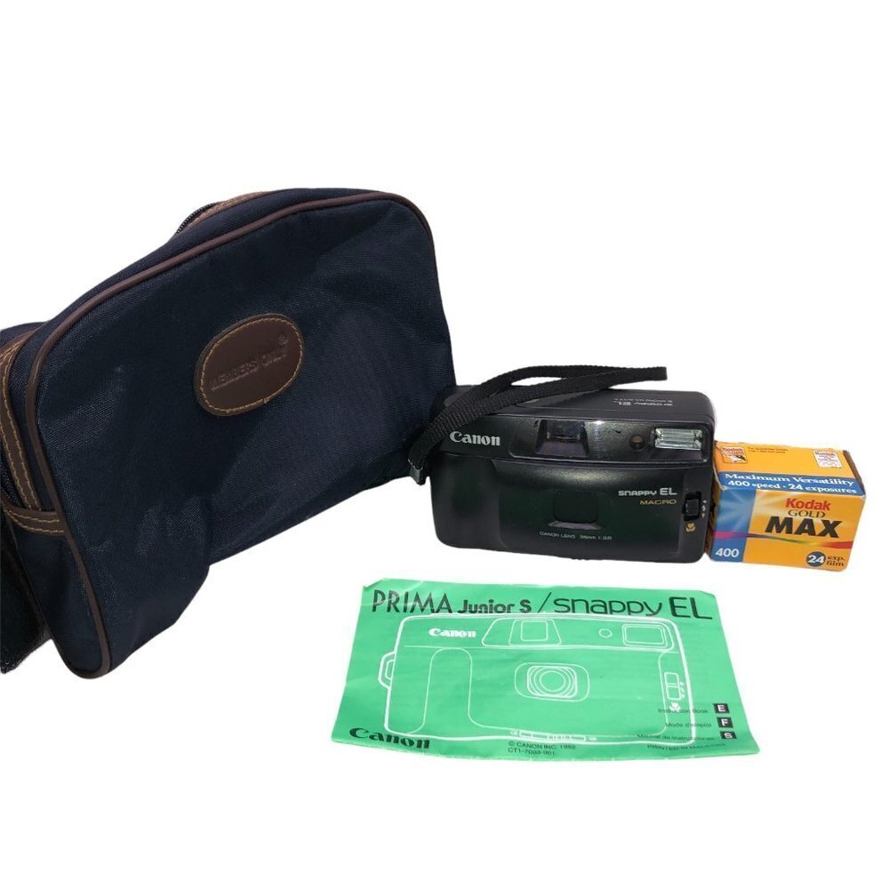 VTG Canon Snappy EL 35mm Point Shoot Film Camera Photography Members Only Bag